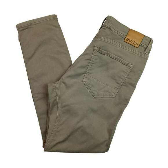 Du/er Mens Slim Fit Performance Denim Pants 34x30 Beige Cotton Blend Stretch - Picture 9 of 16